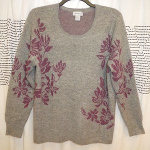 Liz Claiborne Women pullover Sweater Crew-neck Color light gray/purple XXL/ NWOT